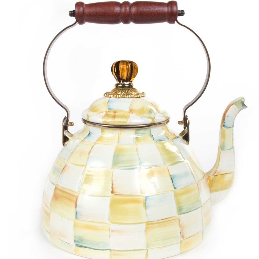 Parchment Check 3-Quart Tea Kettle